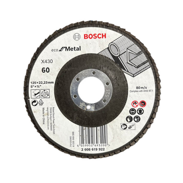 Bosch 5 Inch 125mm Flap Disc 60 Grit – X430 Eco Alox for Metal | 2608619922