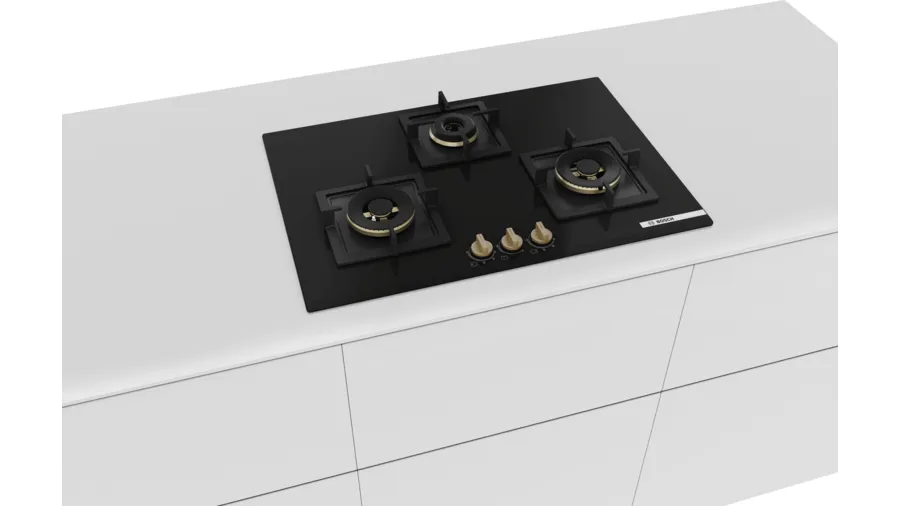 Bosch Series 6 Gas hob 75 cm Tempered glass, Black PND7B6G20I