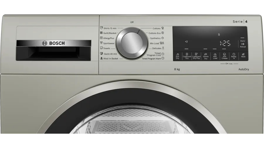 Bosch Series 4 condenser tumble dryer 8 kg Silver inox WPG23108IN