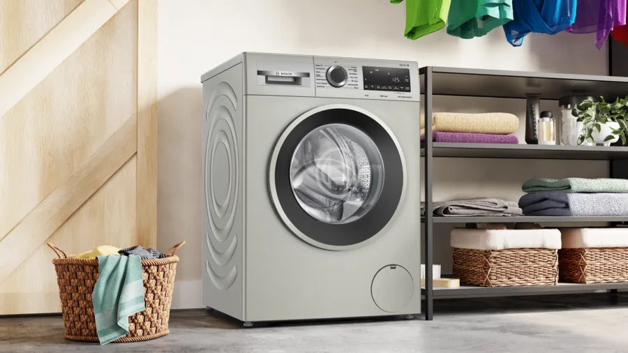 Bosch Series 8 washing machine, front loader 9 kg , Silver inox WGA2440XIN