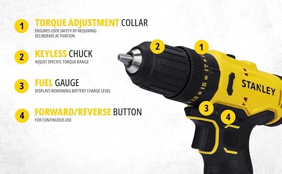 STANLEY SCH10D2K-IN(12 V)Brushed Cordless Hammer Drill Driver