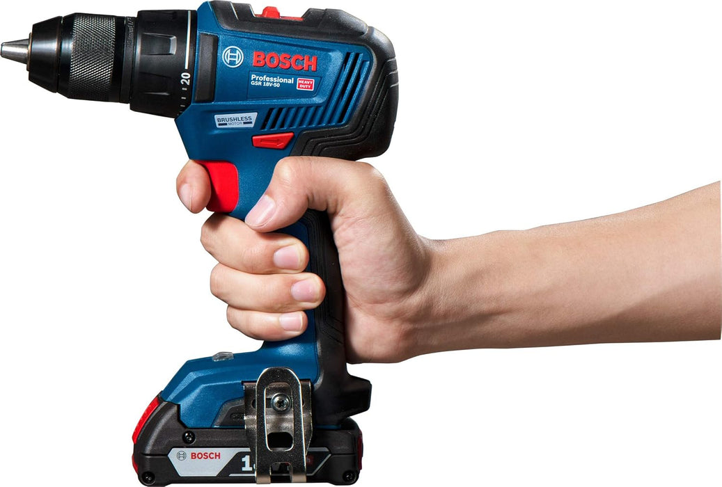 Bosch GSR 18V-50 Professional Cordless Drill/Driver (Two Batteries & Charger Included)