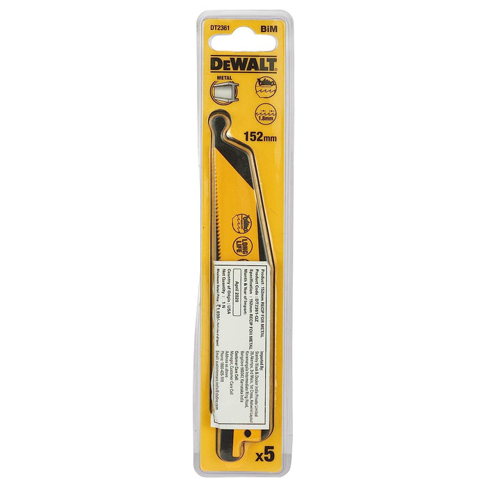 DeWalt 6-Inch 14TPI Reciprocating Saw Blade for Metal Cutting DT2361