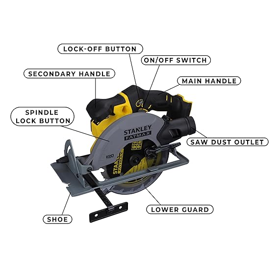 STANLEY FATMAX SCC500-B1 20V 165mm 4000 RPM Cordless Brushed Circular Saw