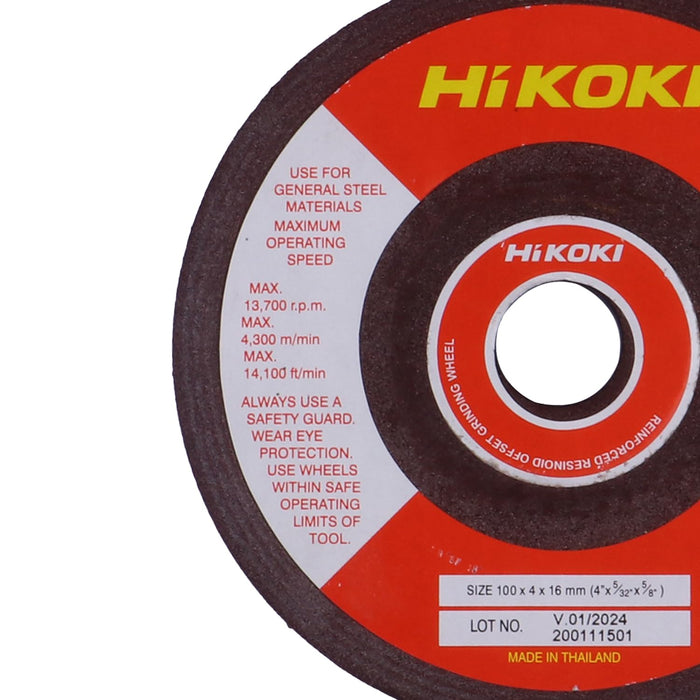 HiKOKI C414033AZ 4" (100mm) Metal Grinding Abrasive Wheel – 100 x 4 x 16 mm for Angle Grinders