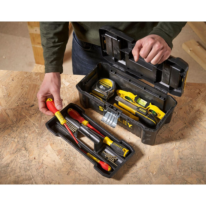 STANLEY STST1-75515 12.5'' Essential Plastic Tool Box With Removable Tote Tray For Convenient Storage