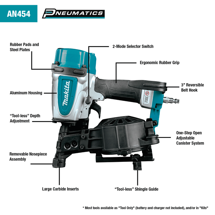 Makita AN454 1‑3/4" Coil Roofing Nailer