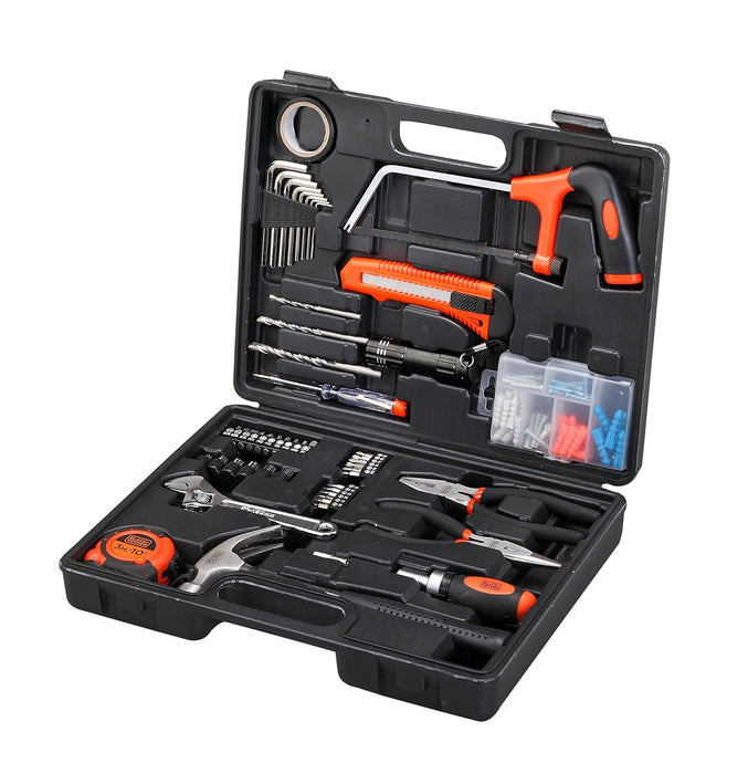 Black and Decker BMT108C Hand Tool Kit for Home & DIY Use (108-Piece) - Includes Screwdriver, Wrench, Ratchet, Utility Knife, Saw, Claw Hammer, Measuring Tape and Plier - General Pumps