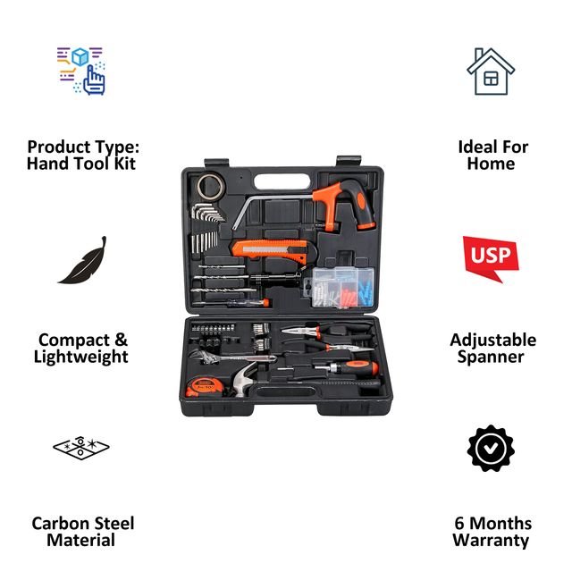 Black and Decker BMT108C Hand Tool Kit for Home & DIY Use (108-Piece) - Includes Screwdriver, Wrench, Ratchet, Utility Knife, Saw, Claw Hammer, Measuring Tape and Plier - General Pumps