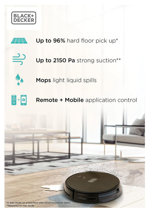 Black & Decker Robotic Vacuum Cleaner & Mop for Floor Cleaning, Alexa & Google Assistant Enabled - General Pumps