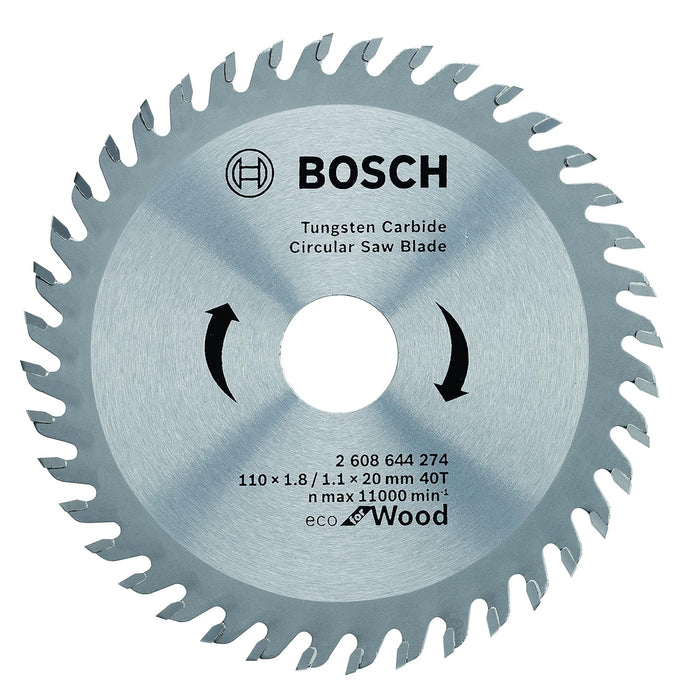 Bosch 2608644274 TCT Wood Circular Saw Blade, 4" 110 x 20, 40 Teeth, Eco Series - General Pumps