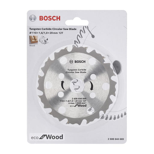 Bosch coolteQ Circular Saw Blade 4''-12T - Eco for Wood - 110 x 1.6/1.0 x 20mm - Tungsten Carbide - General Pumps
