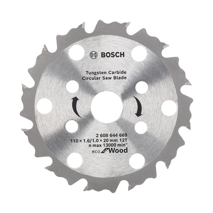 Bosch coolteQ Circular Saw Blade 4''-12T - Eco for Wood - 110 x 1.6/1.0 x 20mm - Tungsten Carbide - General Pumps
