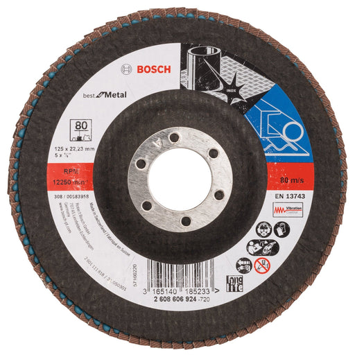 Bosch Flap disc X571, Best for Metal D= 125 mm; G= 80, angled - General Pumps