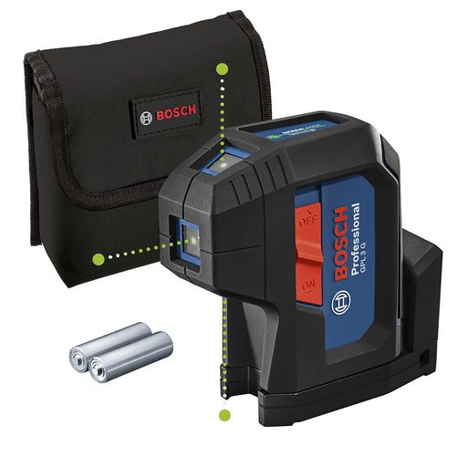 Bosch GPL 3 G Professional 3-Point Laser Measure, Green Laser, 30 M, IP65, Integrated Rotation Mount, 0.35 kg + 2 x 1.5 V LR6 battery (AA) - General Pumps