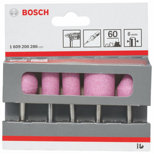 Bosch Professional Grinding Stone Set, Suitable For Straight Grinders And Drills, 6mm Shank, 60 Grit, Pack Of 5 Pcs - General Pumps
