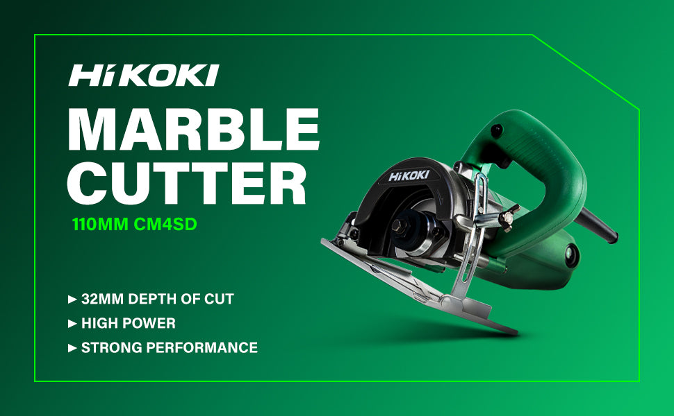 HIKOKI CM4SDS9Z Corded Electric Diamond Tile/Marble Cutter | 1320W | 13000 RPM | 110mm Saw Blade | 32mm Depth | 3.1kg | Includes Wrench