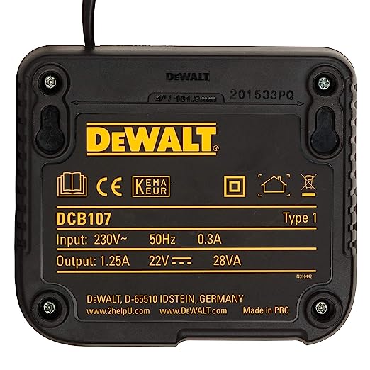 DeWalt DCB107-B1 Multi Voltage XR Compact Charger for charging DEWALT Li-ion Batteries - General Pumps