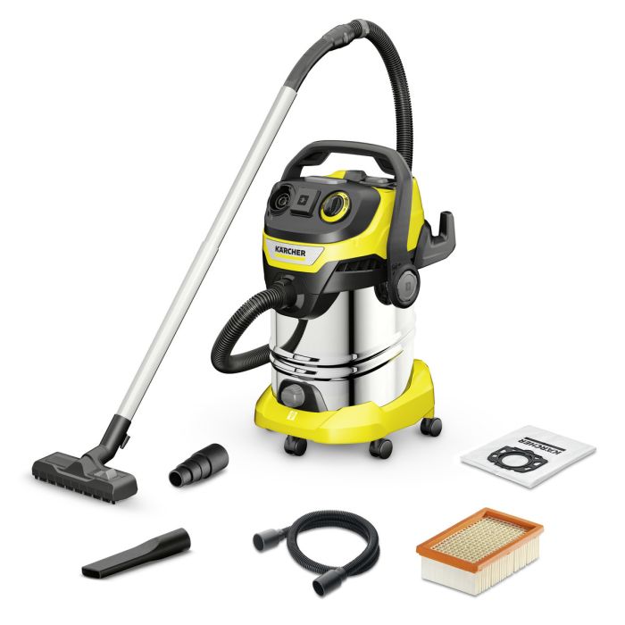 Karcher WD 6 Wet and Dry Vacuum Cleaner with Stainless Steel of 30 l Tank Capacity and Power Socket - General Pumps