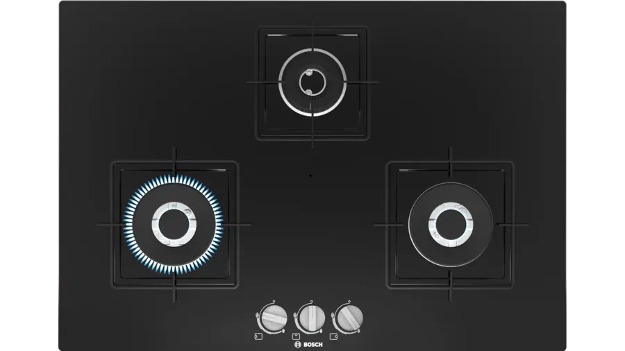 Bosch Series 4 Gas hob 75 cm Tempered glass, Black PND7B6B10I