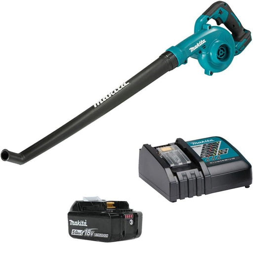 Makita DUB186RT 18V Li - ion LXT Leaf Blower Complete with 1 x 5.0 Ah Battery and Charger, Blue - General Pumps