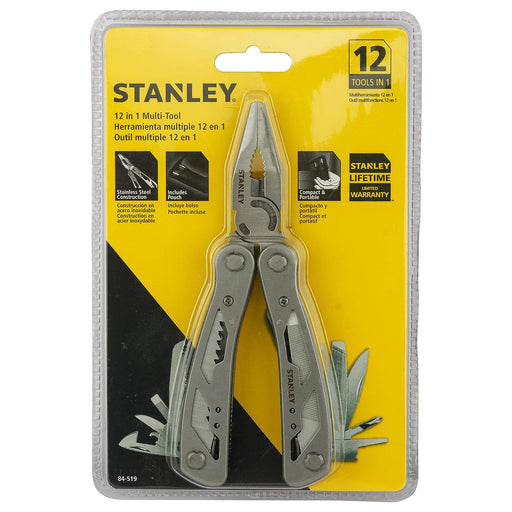 STANLEY 1-84-519 12-in-1 Foldable Multi Tool with Anti-Rust Properties for Minor Repair Work Ideal for Home, Car, Bikes, Camping & Outdoor Activity - General Pumps