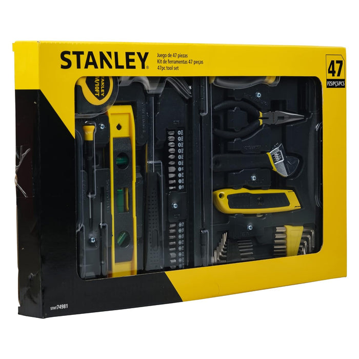 STANLEY STHT74981 Small Home Tool Kit For Home & DIY Use(47-pieces) - Includes Screwdriver, Hammer, Wrench, Pliers, Measurement Tape, Knife, Magnetic Drivers, Tool Box - General Pumps