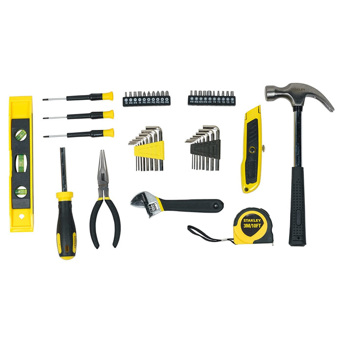 STANLEY STHT74981 Small Home Tool Kit For Home & DIY Use(47-pieces) - Includes Screwdriver, Hammer, Wrench, Pliers, Measurement Tape, Knife, Magnetic Drivers, Tool Box - General Pumps