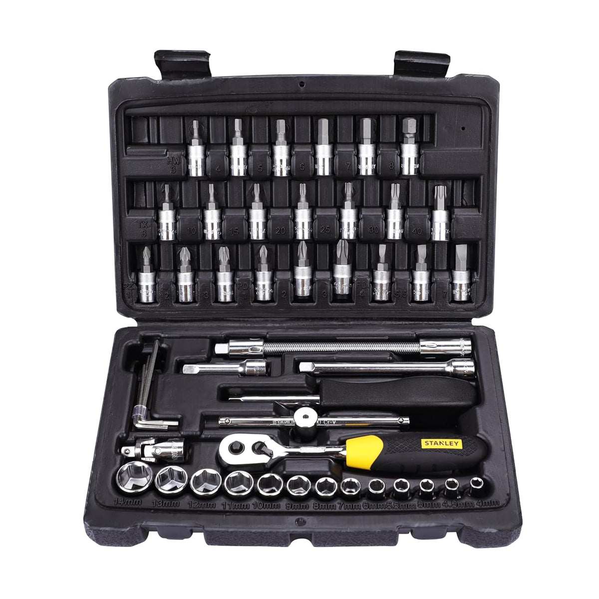 STANLEY STMT72794 1/4'' Square Drive Metric Socket Set with Double