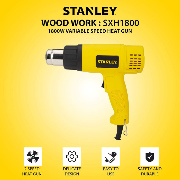 Stanley SXH1800 1800 Watts 2 Speed Heat Gun, Upto 550 C - General Pumps